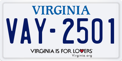 VA license plate VAY2501