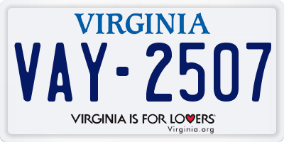 VA license plate VAY2507
