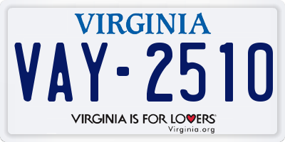 VA license plate VAY2510