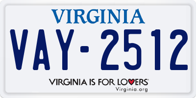 VA license plate VAY2512