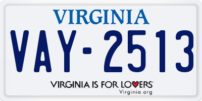 VA license plate VAY2513