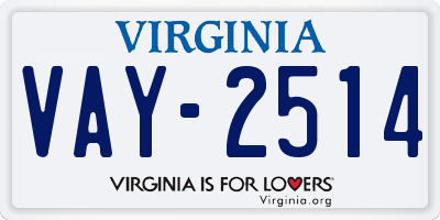 VA license plate VAY2514