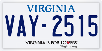 VA license plate VAY2515