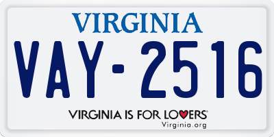 VA license plate VAY2516