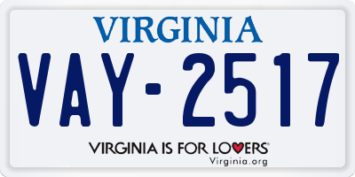 VA license plate VAY2517