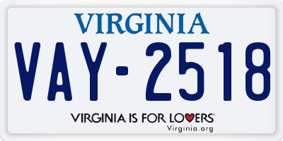 VA license plate VAY2518