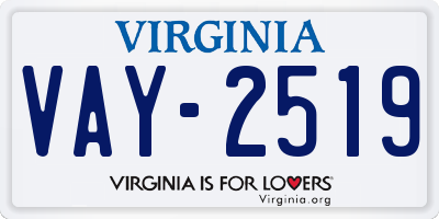 VA license plate VAY2519