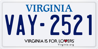 VA license plate VAY2521