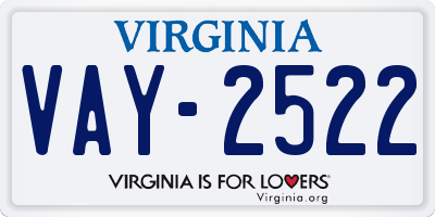 VA license plate VAY2522