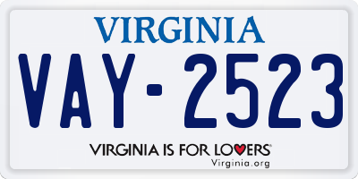 VA license plate VAY2523