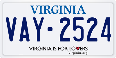 VA license plate VAY2524