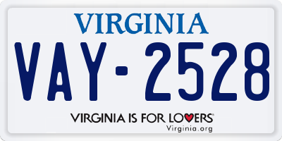VA license plate VAY2528