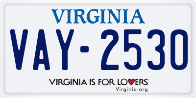 VA license plate VAY2530