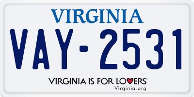 VA license plate VAY2531