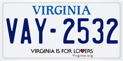 VA license plate VAY2532