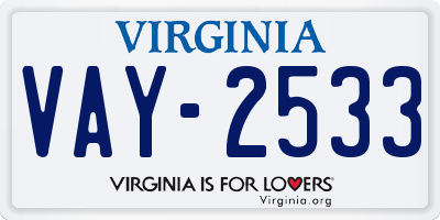VA license plate VAY2533