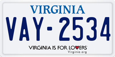 VA license plate VAY2534