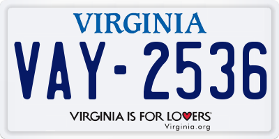 VA license plate VAY2536