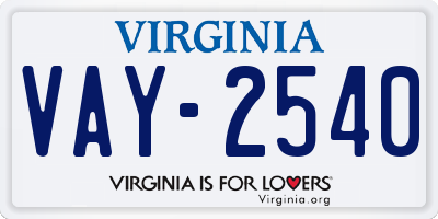 VA license plate VAY2540