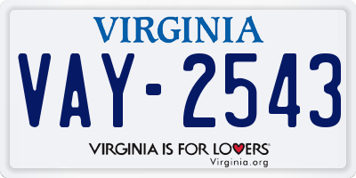VA license plate VAY2543