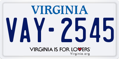 VA license plate VAY2545