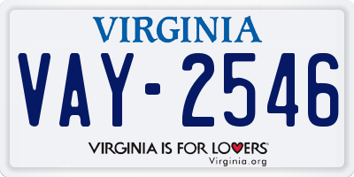 VA license plate VAY2546