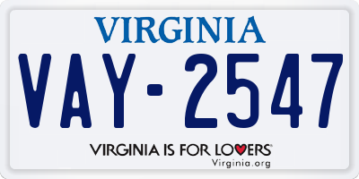 VA license plate VAY2547