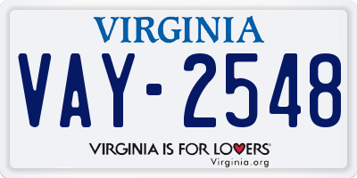 VA license plate VAY2548