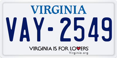 VA license plate VAY2549