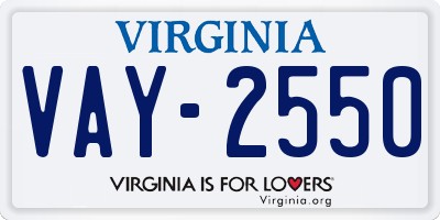 VA license plate VAY2550