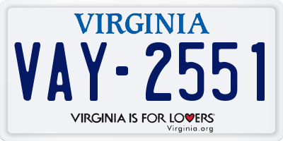 VA license plate VAY2551