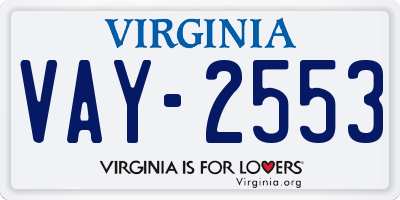 VA license plate VAY2553