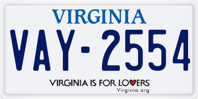VA license plate VAY2554
