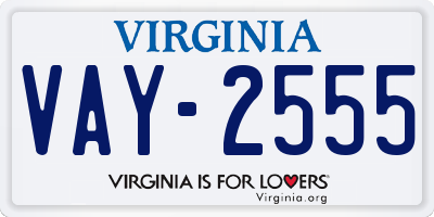 VA license plate VAY2555