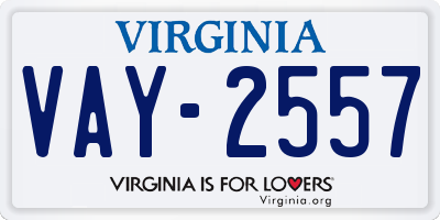 VA license plate VAY2557