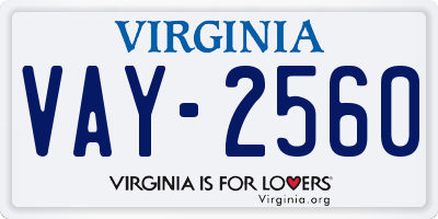 VA license plate VAY2560