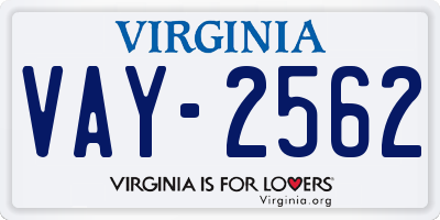 VA license plate VAY2562