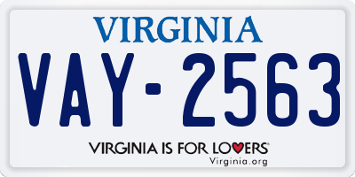 VA license plate VAY2563