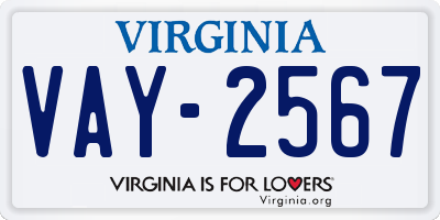 VA license plate VAY2567