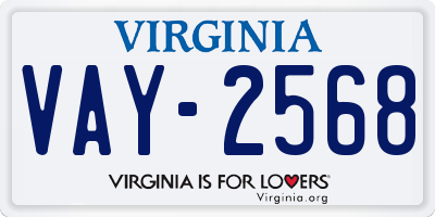 VA license plate VAY2568