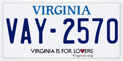 VA license plate VAY2570