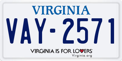 VA license plate VAY2571