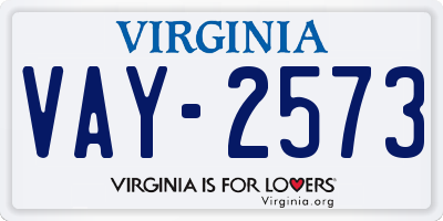 VA license plate VAY2573