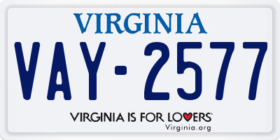 VA license plate VAY2577