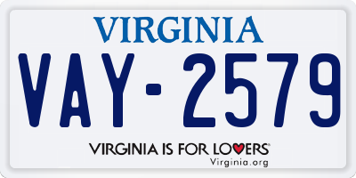 VA license plate VAY2579