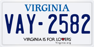 VA license plate VAY2582