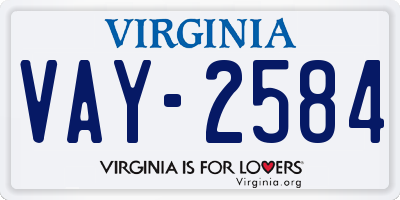 VA license plate VAY2584