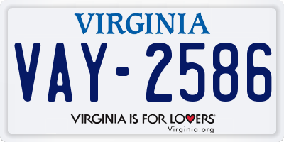 VA license plate VAY2586