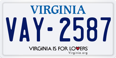 VA license plate VAY2587