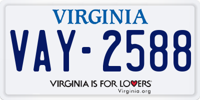 VA license plate VAY2588
